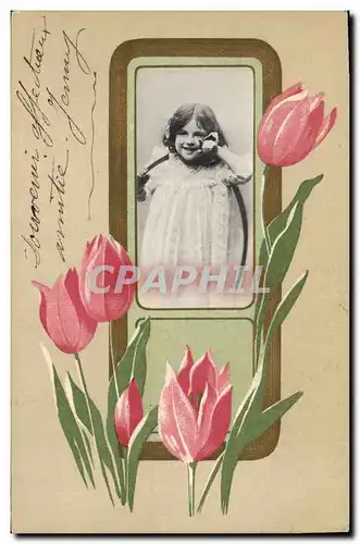 Ansichtskarte AK Fantaisie Fleurs Enfant