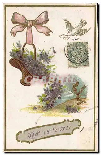 Cartes postales Fantaisie Fleurs Colombe