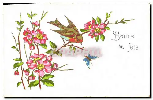 Cartes postales Fantaisie Fleurs Oiseaux