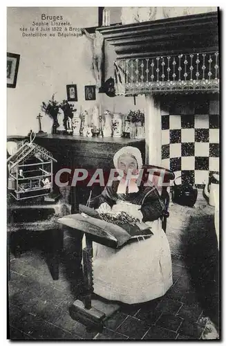 Cartes postales Folklore Dentelle Bruges Sophie Linzeele Dentelliere au Beguinage TOP
