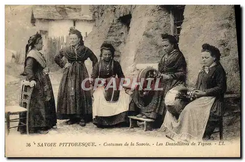 Ansichtskarte AK Folklore Dentelle Costumes de la Savoie Les dentellieres de Tignes TOP