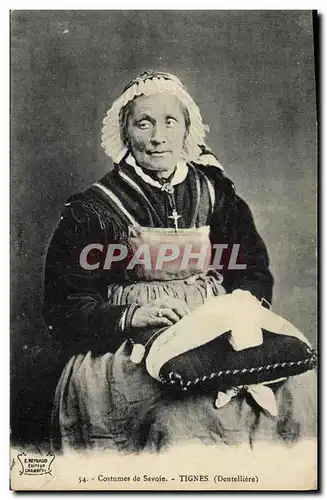 Cartes postales Folklore Dentelle Savoie Tignes Dentelliere