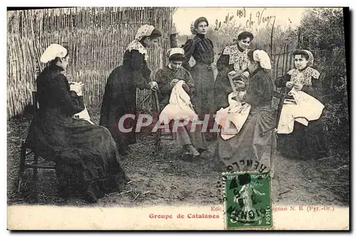 Cartes postales Folklore Dentelle Groupe de Catalanes