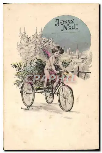 Cartes postales Fantaisie Ange Velo Cycle Noel