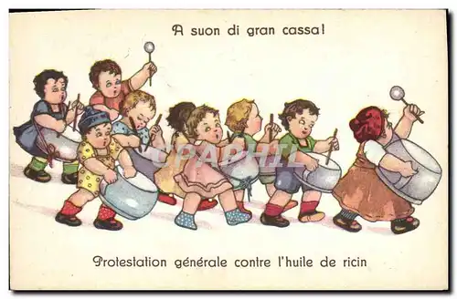 Cartes postales Fantaisie Enfants Protestation generale contre l&#39huile de ricin