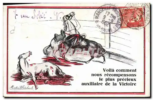 Cartes postales Equitation Hippisme Cheval Victoire Militaria Taureau