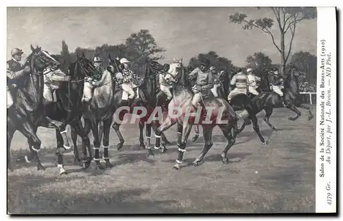 Ansichtskarte AK Equitation Hippisme Cheval Salon 1910 Au depart Brown