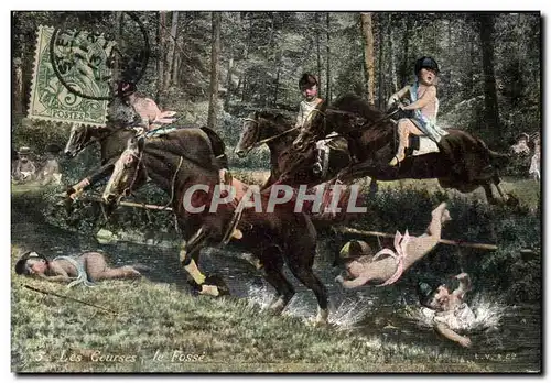 Ansichtskarte AK Equitation Hippisme Cheval Les courses Le fosse Enfants Babes
