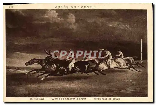Cartes postales Equitation Hippisme Cheval Paris Musee du Louvre Gericault Course de chevaux a Epsom