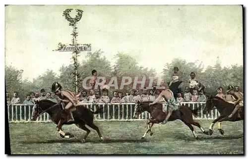 Cartes postales Equitation Hippisme Cheval Les courses L&#39arrivee Enfants Bebes