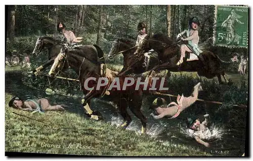 Cartes postales Equitation Hippisme Cheval Les courses Le fosse Enfants Bebes