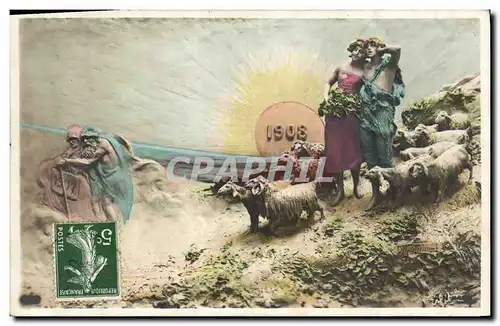 Cartes postales Fantaisie Annee 1908 Moutons