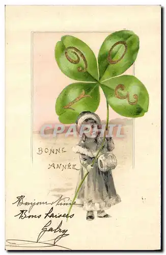 Ansichtskarte AK Fantaisie Annee Enfant Trefles Fleurs