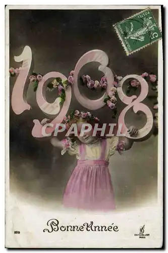 Cartes postales Fantaisie Annee 1908 Enfant Bonne annee