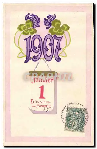 Cartes postales Fantaisie Annee 1907 Fleurs Trefles