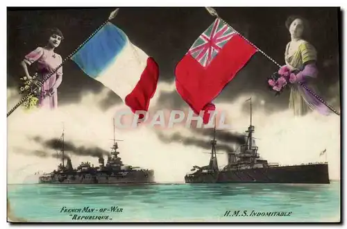 Ansichtskarte AK Bateau de Guerre Republique HMS Indomitable