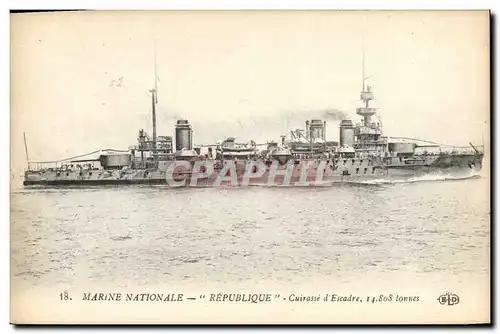 Ansichtskarte AK Bateau de Guerre Republique Cuirasse d&#39escadre