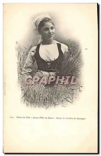 Cartes postales Folklore Dans les bles Jeune fille de Scaer