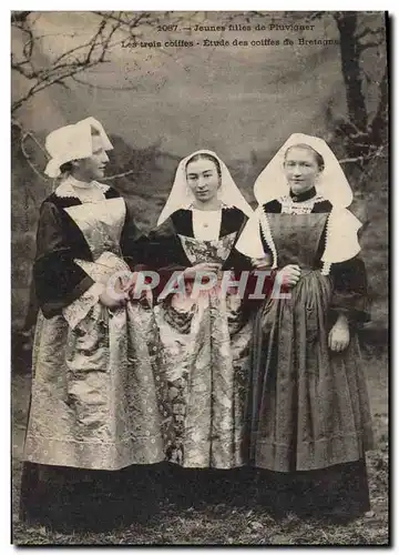 Ansichtskarte AK Folklore Jeunes filles de Pluvigner Les trois coiffes