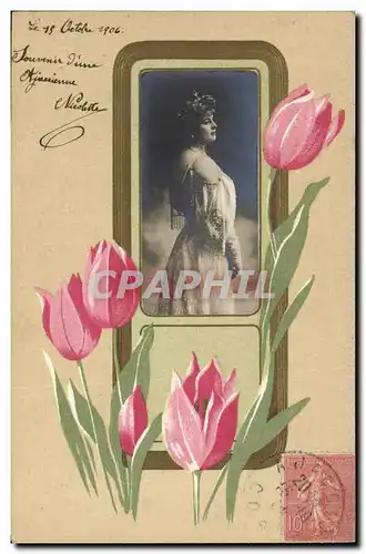 Cartes postales Fantaisie Fleurs Femme