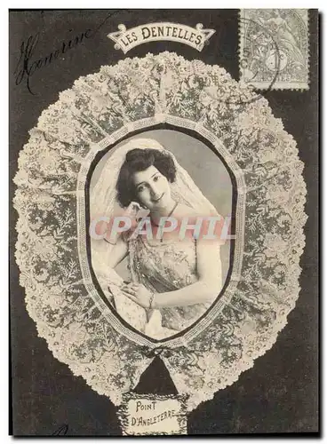 Ansichtskarte AK Dentelle Les dentelles Femme Point d&#39Angleterre