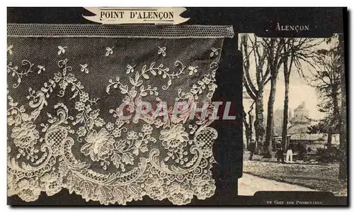 Cartes postales Dentelle Point d'Alencon Alecon Un coin des promenades