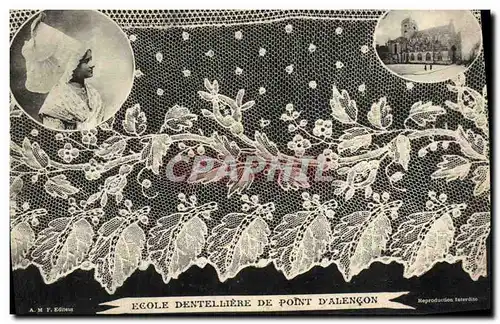 Cartes postales Dentelle Ecole dentelliere de Point D'Alencon Femme