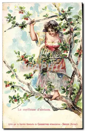 Cartes postales Fantaisie Illustrateur Femme La cueilleuse d&#39abricots