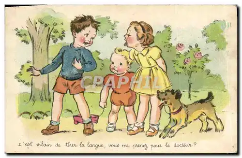 Cartes postales Fantaisie Illustrateur Enfants Chien