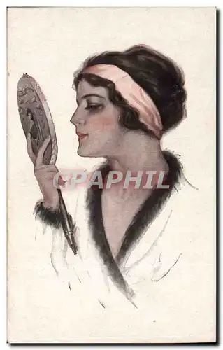 Cartes postales Fantaisie Illustrateur Femme Miroir