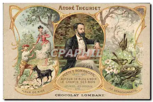 Cartes postales Andre Theuriet Poete et Romancier Fleur de Nice La Bergeronnette Chevre Le chemin des bois