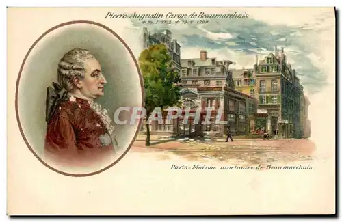 Cartes postales Pierre Augustin Caron de Beaumarchais Paris Maison mortuaire de Beaumarchais