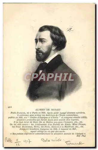 Cartes postales Alfred de Musset