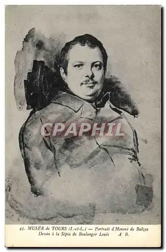 Cartes postales Musee de Tours Portrait d&#39Honore de Balzac Louis Boulanger