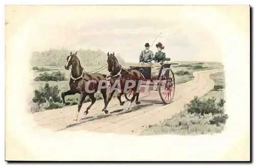 Cartes postales Equitation Hippisme Cheval Caleche