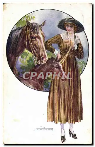 Cartes postales Equitation Hippisme Cheval Femme