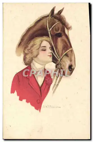 Cartes postales Equitation Hippisme Cheval Femme