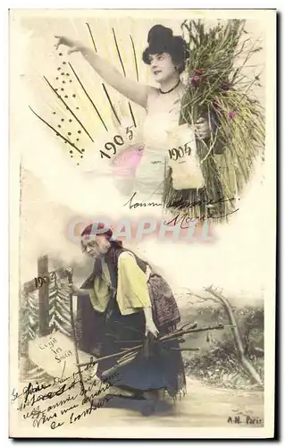 Cartes postales Fantaisie Annee 1905 1906 Vieille femme