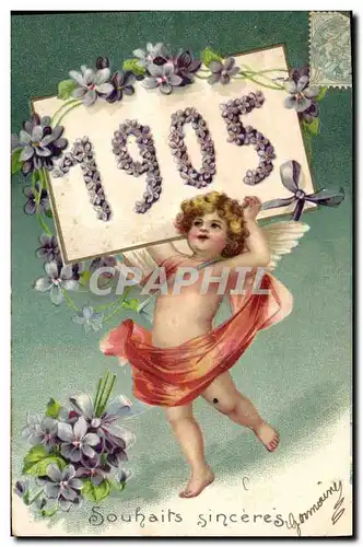 Ansichtskarte AK Fantaisie Annee 1905 Ange Enfant Fleurs