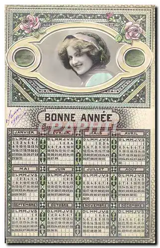 Cartes postales Fantaisie Annee Calendrier Femme 1911