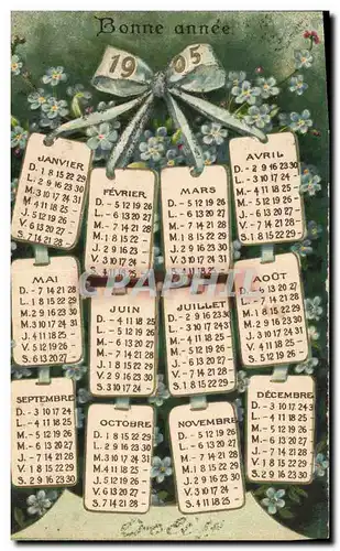 Cartes postales Fantaisie Annee Calendrier 1905