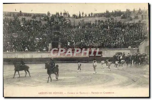 Ansichtskarte AK Corrida Course de Taureaux Arenes de Beziers Entree du cuadrille