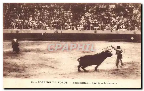 Ansichtskarte AK Corrida Course de Taureaux Banderillas Suerte a la carrera