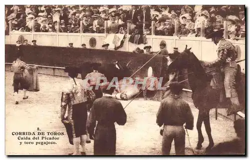 Ansichtskarte AK Corrida Course de Taureaux Caida del Picador