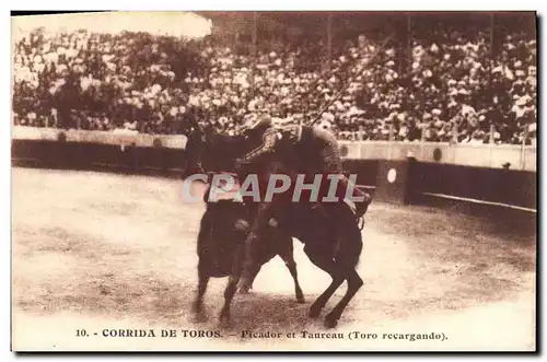 Vintage Postcard Bullfight Bullfight Picador and Bull�