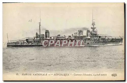 Cartes postales Bateau de Guerre Republique Cuirasse d&#39escadre