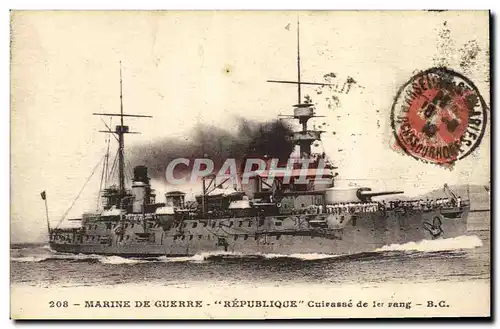 Ansichtskarte AK Bateau de Guerre Republique Cuirasse de 1er rang