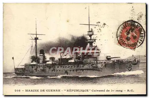 Cartes postales Bateau de Guerre Republique Cuirasse de 1er rang