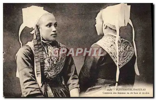 Cartes postales Folklore Plougastel Daoulas Costume des femmes vu de face et de dos