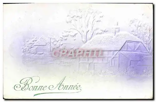 Cartes postales Fantaisie Bonne annee (maison en relief)